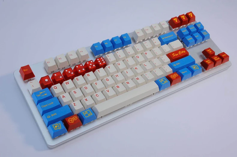 Taihao кубический abs doubleshot колпачки для diy игровая механическая клавиатура цвет греха город белый синий iso высокое качество