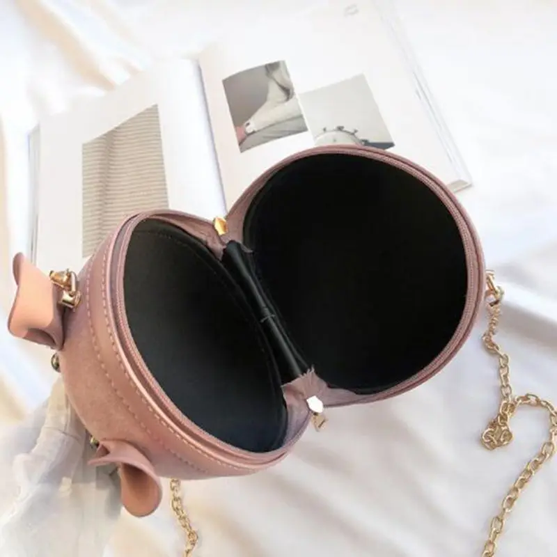 

Korean Fashion Suede Women Bag Pig Small Round Bag Chain Female Shoulder Messenger Bag Wrist Bag Party Clutch Coin Purse 2019