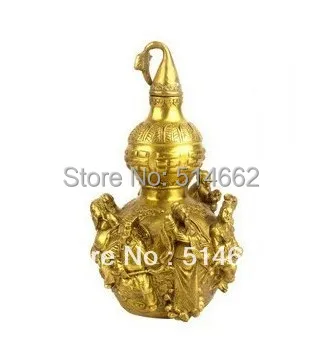 

Free Shipping Brass Fen Shui Wu Lou Gourd With Three Dimensional Eight Immortals For Health Enhance Fengshui M1210