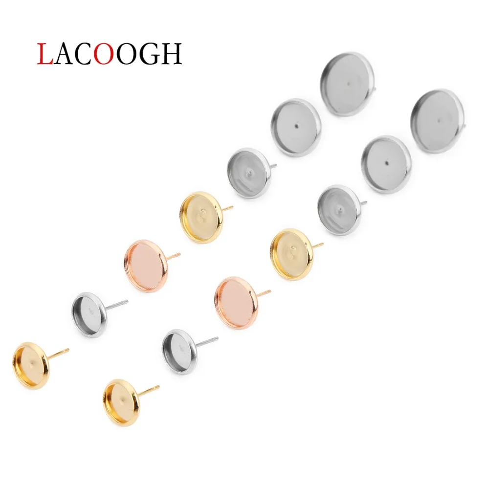 Lacoogh 50 шт./лот серьги-гвоздики из нержавеющей стали для изготовления ювелирных