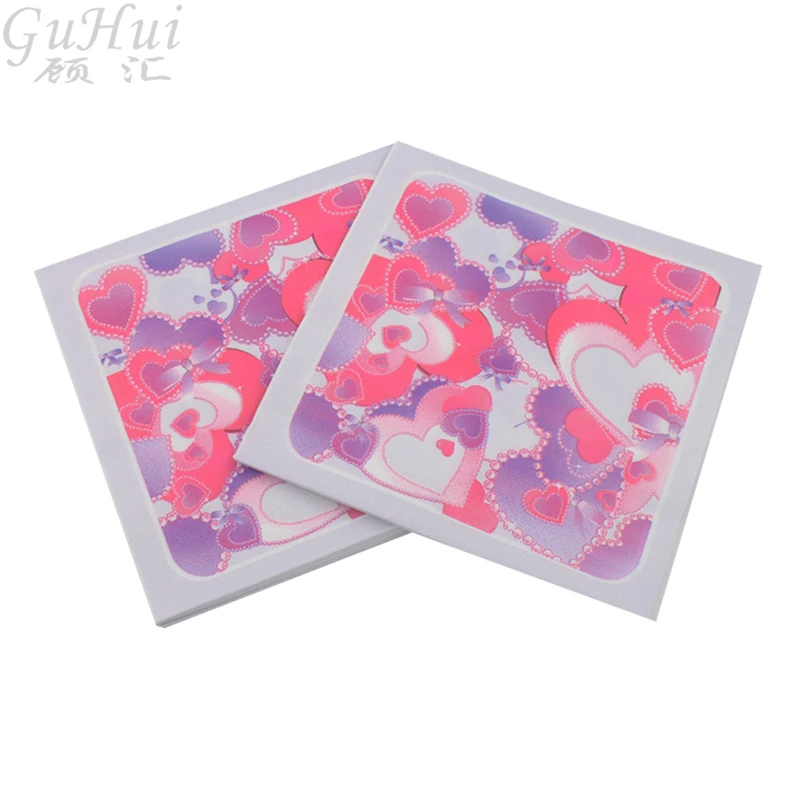 100 шт Романтические Розовые и фиолетовые Свадебные Бумажные салфетки вечерние