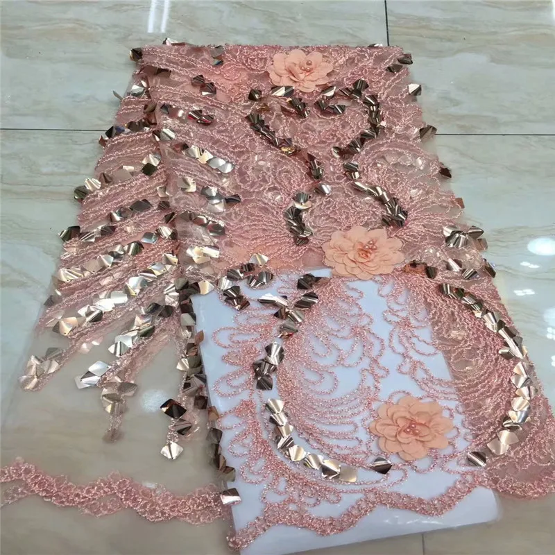 2019 новейшая африканская сетчатая кружевная ткань высокого качества 3d блестки с