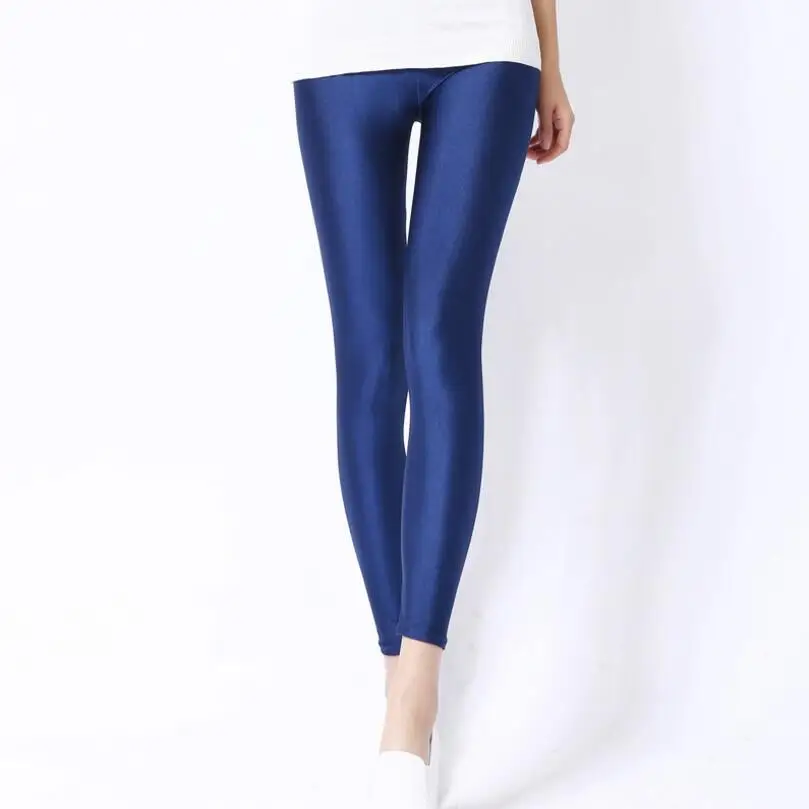 K036 navy blue VIIANLES, летние блестящие леггинсы, неоновые леггинсы для тренировок, эластичные шелковые тянущиеся обтягивающие штаны, большой размер, леггинсы для фитнеса - Цвет: K036 navy blue