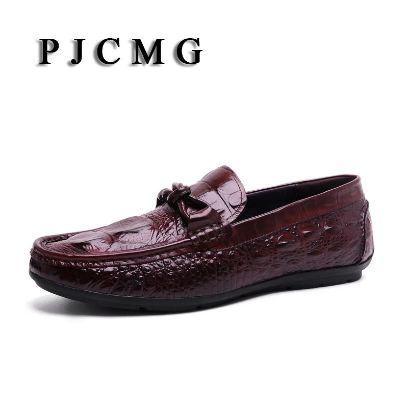Туфли PJCMG мужские из натуральной кожи крокодиловые пятна повседневная обувь