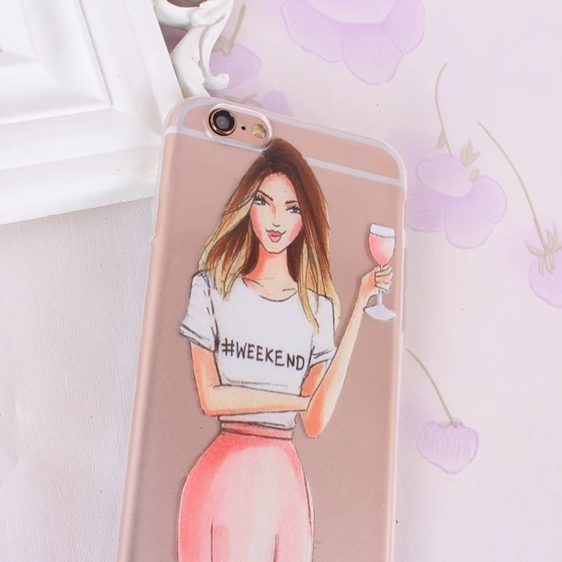 Phone Case For iPhone 7 8 Cases Soft TPU Travel Party Girls Pattern Cover 5 5s se 6 6s Silicone Shell Coque Capa |