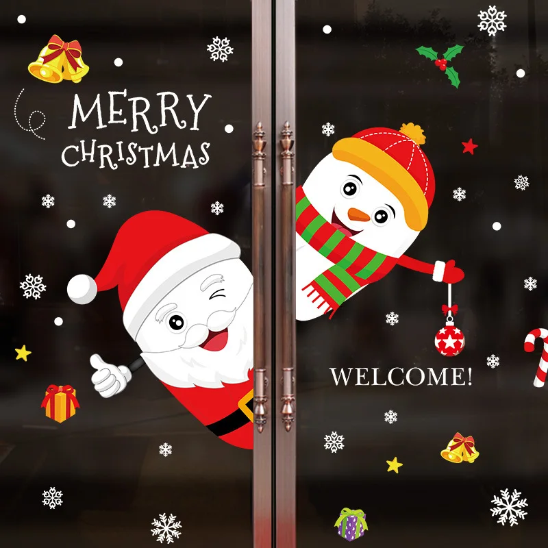 

DIY Festive Santa Wall Stickers Shop Window Decoration Storefront Glass Door Stickers Home Decoration Waterproof Wallpaper