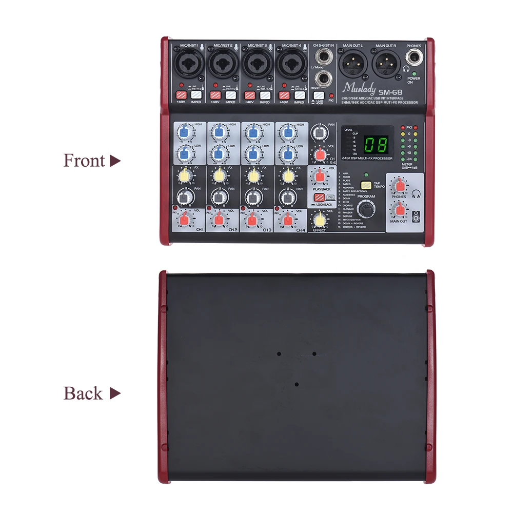 SM 68 6 канальный смешивания микшерный пульт Встроенный 16 эффекты с USB аудио