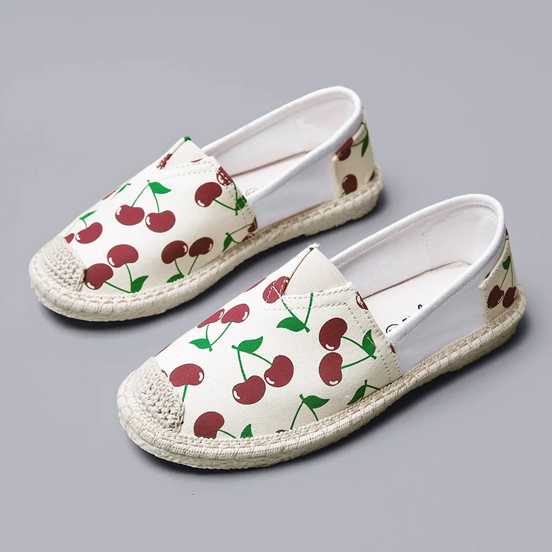 Summer Flats Women Shoes fashion Loafers Elegant Low Heels Slip On Footwear Female Round Toe Mixed Colors Casual Canvas | Обувь