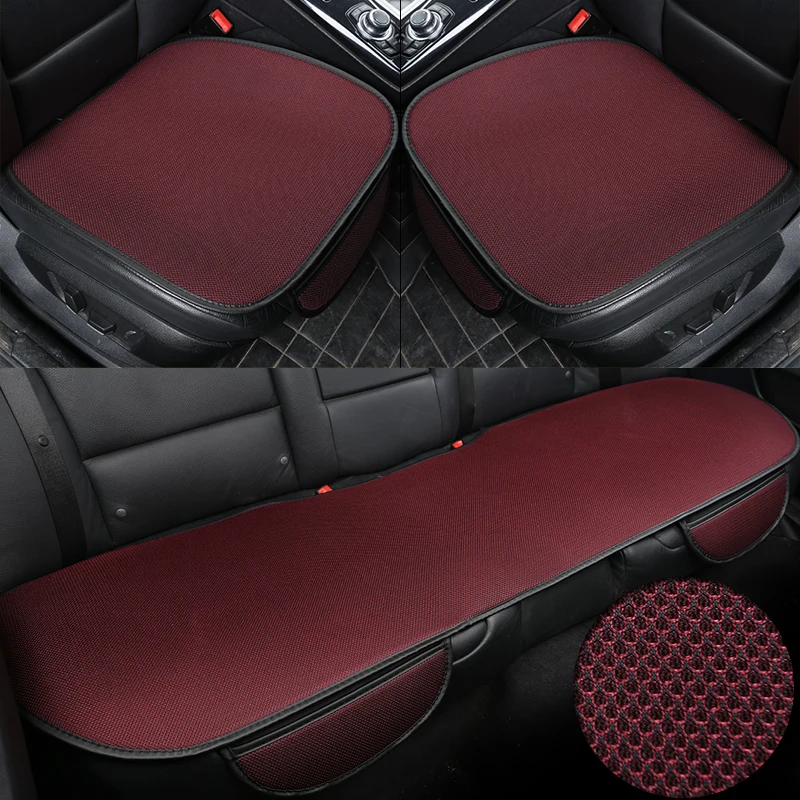 

3pcs/set Car Seat Cover Cushion Ventilated Breathable Comfortable Front Back Rear Seat Protector Pad Mat Anti-skid With Pocket