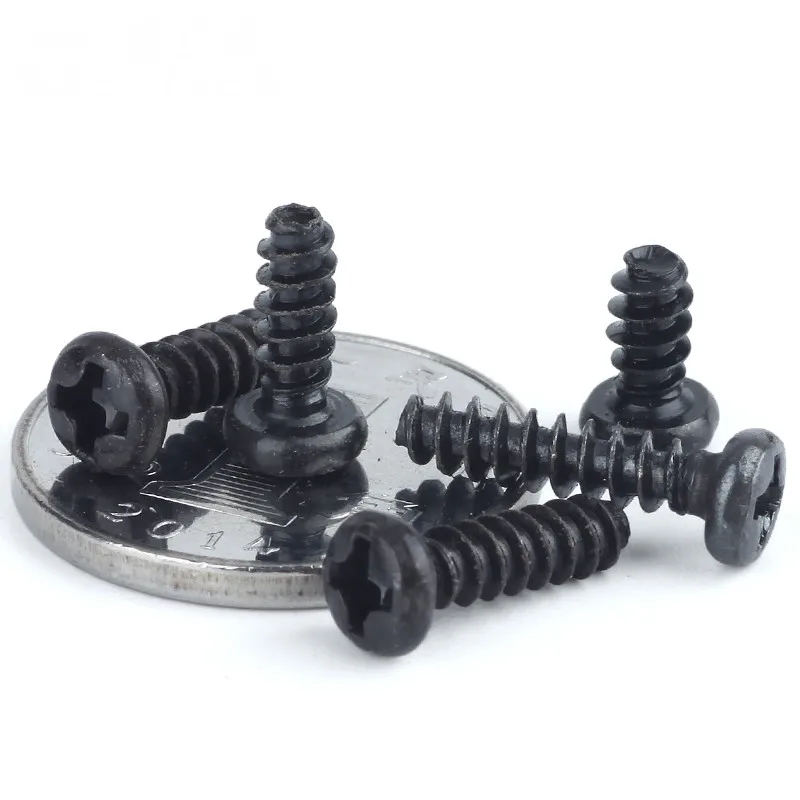 100 шт. M2 M2.3 черные круглые головки плоского хвоста сковорода саморезы малоразмерные винты для электронных компонентов