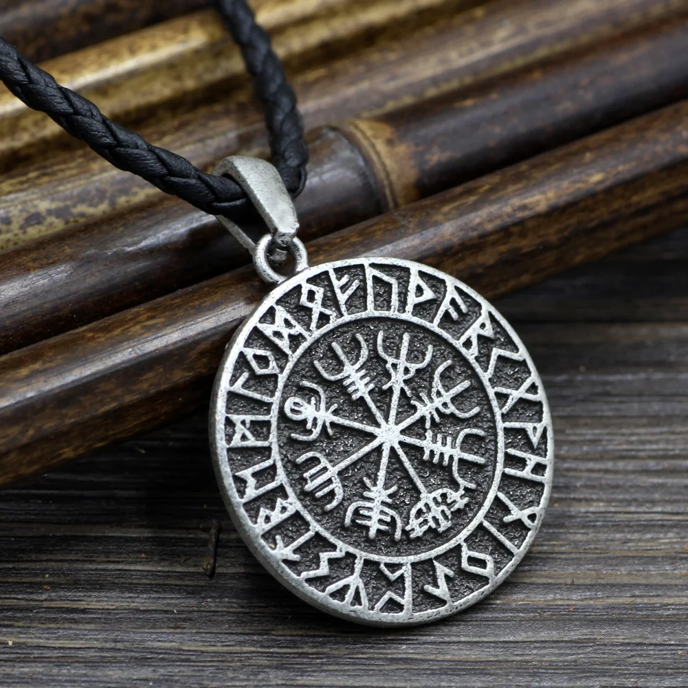Norway Valknut pagan amulet Vegvisir Viking Wax Cord Scandinavian Norse Vikings Amulet Jewelry Runes Pendant Necklace | Украшения и