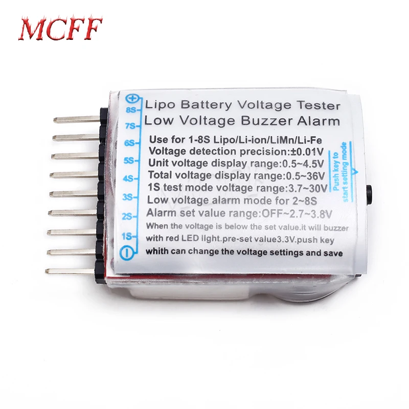 Монитор напряжения 1-8S Lipo/li-ion/Fe напряжение батареи 2 в 1 светодиодный тестер
