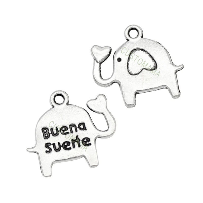 

120pcs-Antique Silver Elephant Charms Pendant 15x14mm