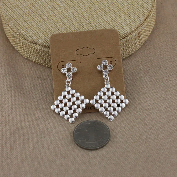 Ювелирные изделия серебро квадратных полых кристалл набор Серьга Оптовая