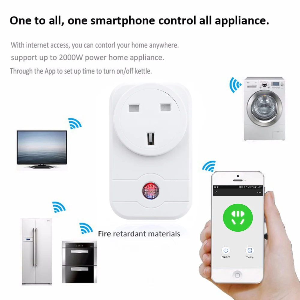 2 шт. беспроводная умная розетка WiFi 2000 Вт функция Timier интеллектуальная поддержка