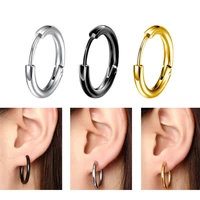 1 pair men womens titanium steel hoop earring high polish smooth round ear circle earring classic pop anti allergic ear jewelry