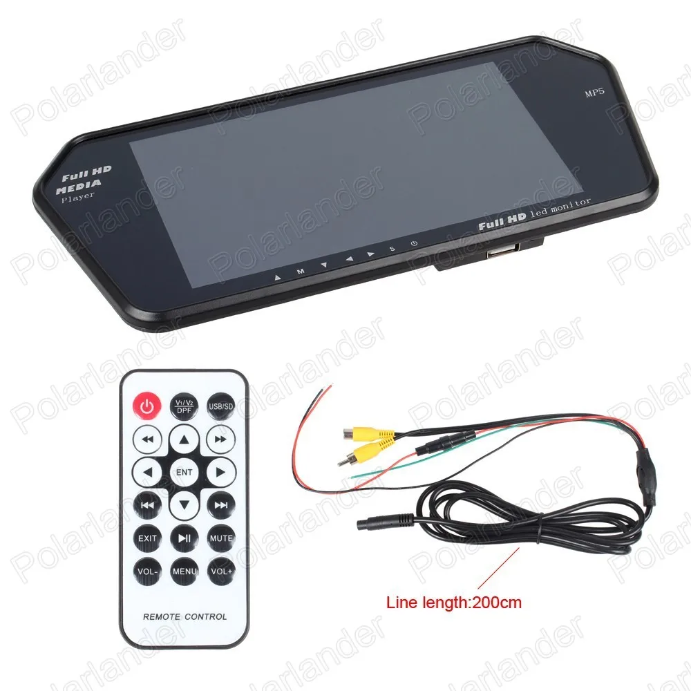 TF USB Bluetooth FM передатчик MP5 7-дюймовый цветной TFT LCD 1024x600 Автомобильное зеркало