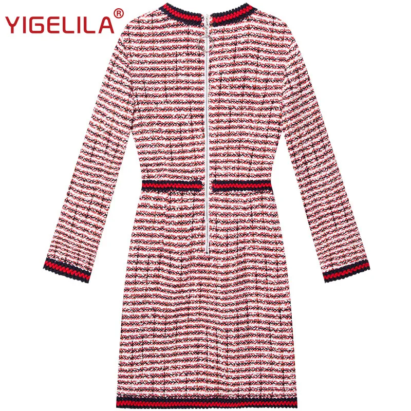 YIGELILA модное женское осеннее платье с V образным вырезом длинным рукавом