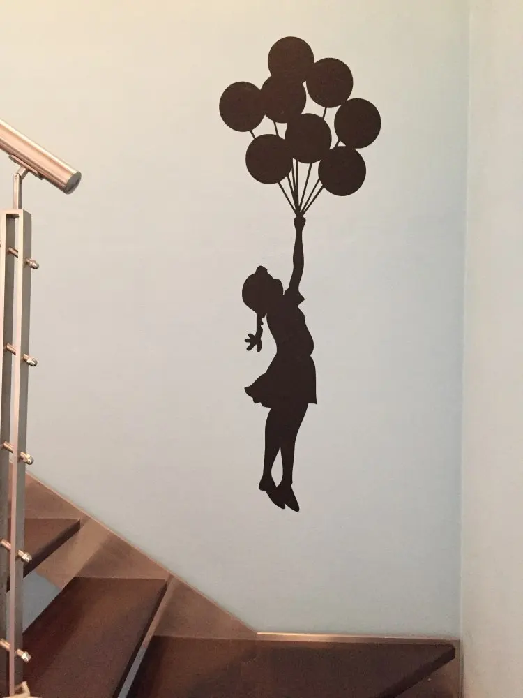 

Free Shipping BANKSY WALL STICKER BALLOON GIRL STYLE DECAL,Free shipping Height 55cm Three Sizes