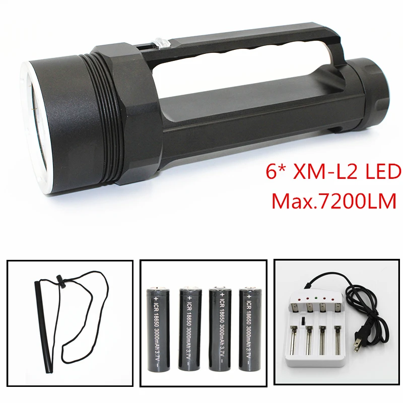구매 방수 다이빙 손전등 6 X L2 LED 7200 루멘 수중 작업, 스쿠버 18650 토치 EU AC 충전기 저렴한 방수 다이빙 손전등 6 X L2 LED 7200 루멘 수중 작업, 스쿠버 18650 토치 EU AC 충전기