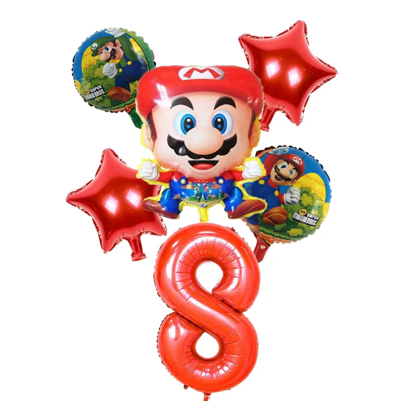 balloon 6pcs 1 упаковка, тема "Супер Марио", бумажные салфетки, бумажное полотенце, Детские сувениры, для дня рождения, вечеринки, для украшения дома, одноразовая посуда - Цвет: balloon 6pcs
