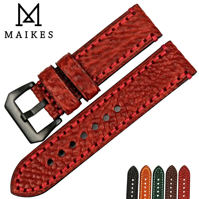 Ремешок MAIKES Fashoin для наручных часов красный браслет из итальянской коровьей кожи