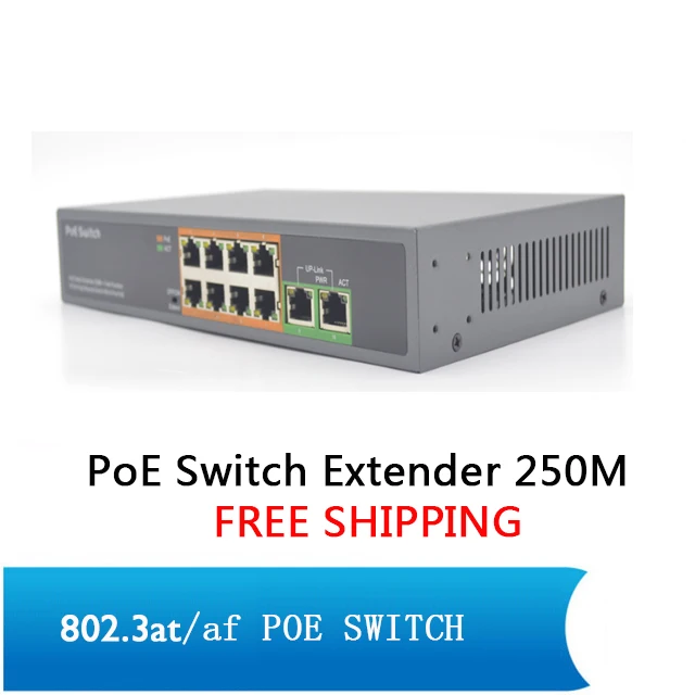 6 портов коммутатор с 4 портами PoE (10 8 PoE) 100 м IEEE802.3at стандарт af для DH Hikvision IP