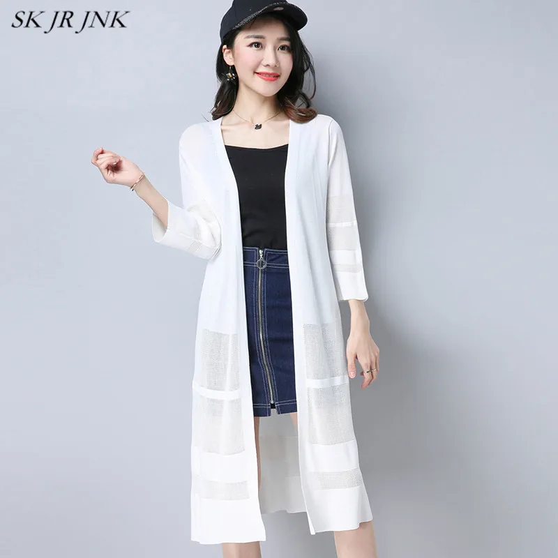 Women Knitted Sweater Long Cardigans Spring Summer Fashion Plus Size Casual Office Lady Sleeve Knitwear Coat Cotton SR441 |