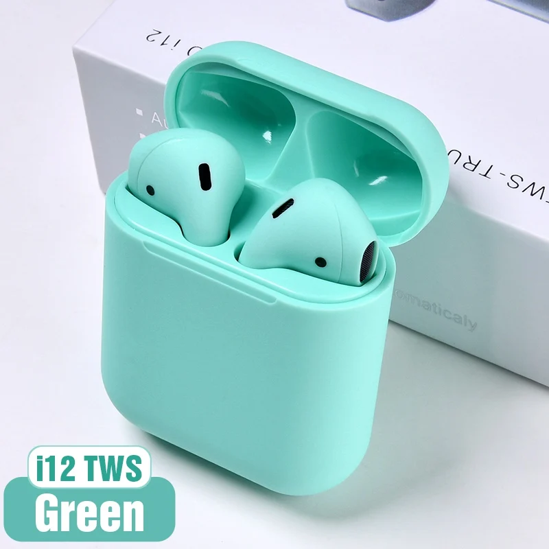 Зеленый I12 tws Bluetooth Наушники Беспроводные спортивные наушники для iPhone xiaomi huawei сенсорное управление наушники объемный звук зарядный чехол - Цвет: Зеленый