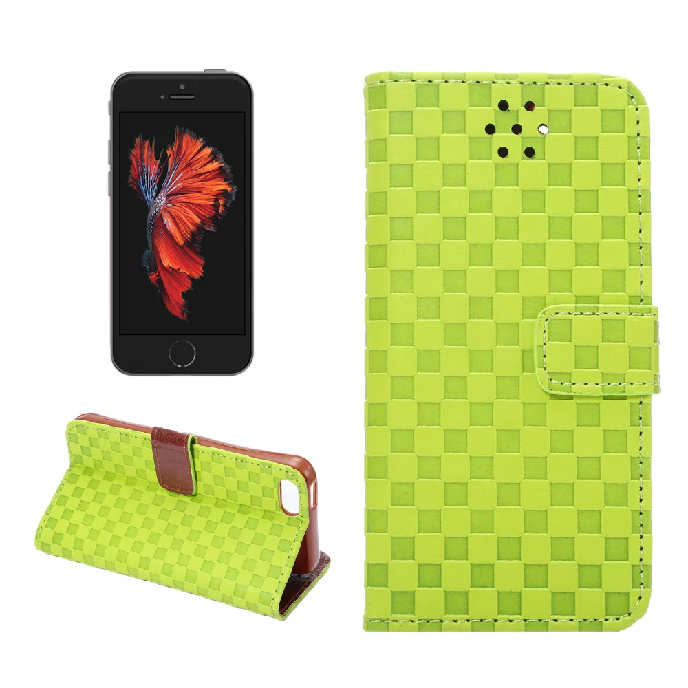 2016 New fashion Style Quilted Flip Leather phone Case For Apple iPhone SE Wallet Grid Pattern Phone Cover for iphoneSE |