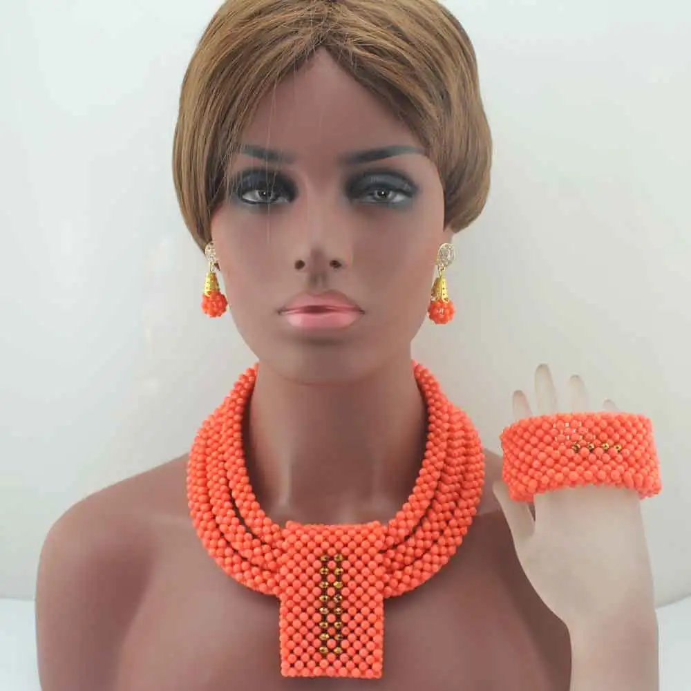 Роскошные оранжевые Коралловые бусы Ювелирные наборы ручной работы Африканские