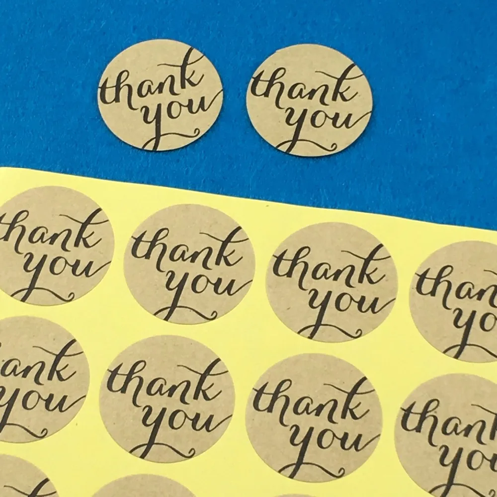 Модные круглые наклейки 1200 шт./лот 3 см из крафт-бумаги с надписью Thank You сделай сам