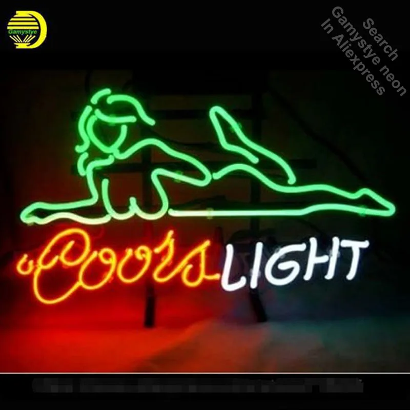 

Neon Sign for Coors Light BeautifuL Girls neon bulb Sign Neon lights Sign rReal glass Tube Iconic Custom Design Night Light Art