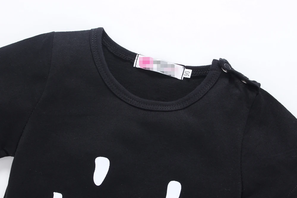 Новинка 2020 летняя детская одежда черная милая с коротким рукавом детский