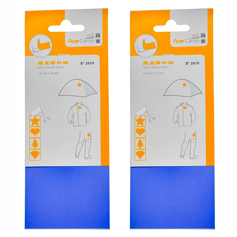 Blue x 2pcs AceCamp нейлон ремонт патч клейкая палка на одежду палатки спальный мешок Открытый куртка шестерни легко шитье DIY аксессуары водонепроницаемый - Цвет: Blue x 2pcs