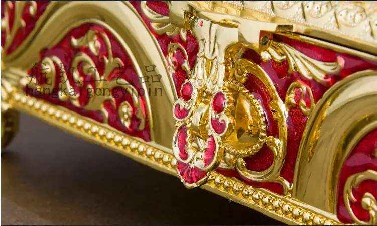 Европейская прямоугольная Свадебная шкатулка для украшений, металлический органайзер, коробка для хранения колец, настольный органайзер, Настольный ящик для хранения украшений Z065