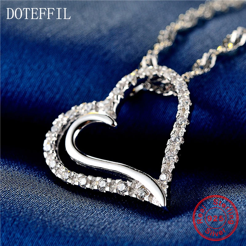 Женское ожерелье из серебра 925 пробы с подвеской в виде сердца|brand jewelry|fashion