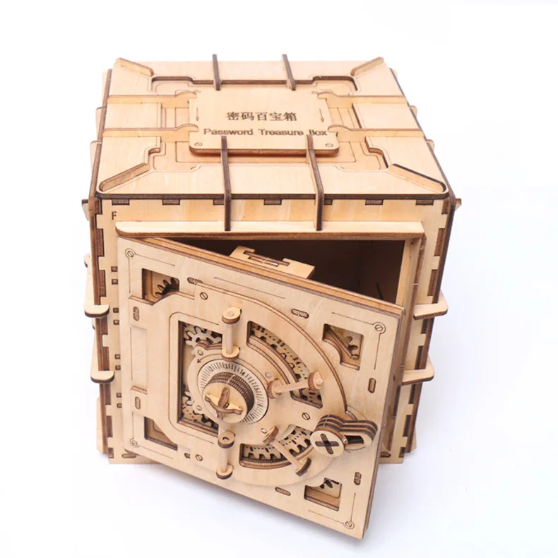 Персональная механическая модель, деревянная коробка с замком, 3D, Очаровательная вставка, копилка, креативная игрушка, сделай сам, деревянный безопасный подарок для детей