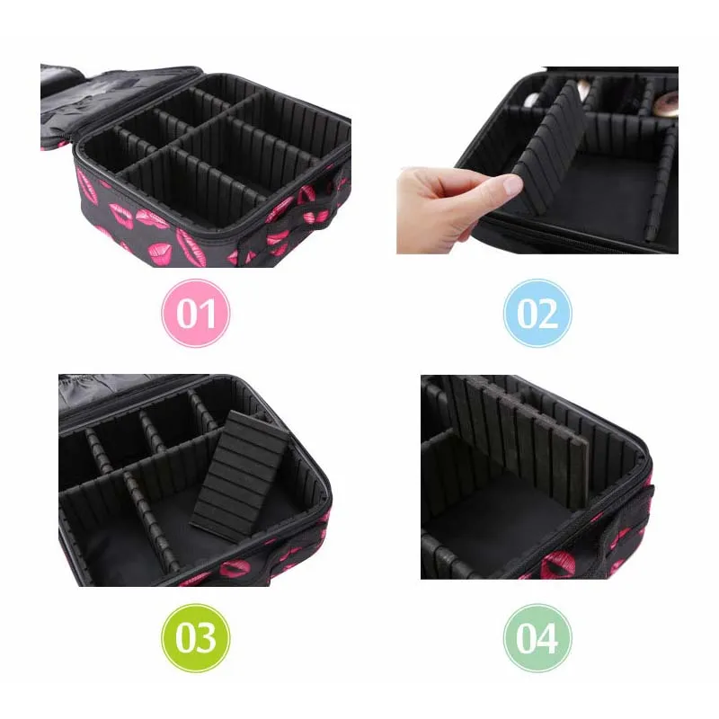 

Hot 2019 Women Cosmetic Bag Case Travel Makeup Organizer Professional Make Up Storage Box Cosmetics Pouch Bag Beauty Artist Case
