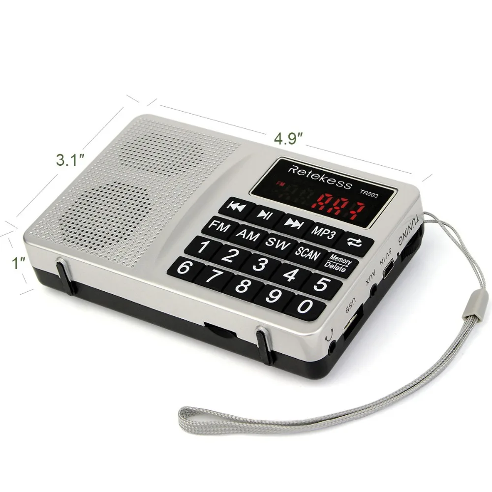 Retekess TR603 AM FM радио коротковолновой транзистор цифровой тюнинговый приемник MP3 плеер Поддержка TF карта перезаряжаемая литий-ионная батарея