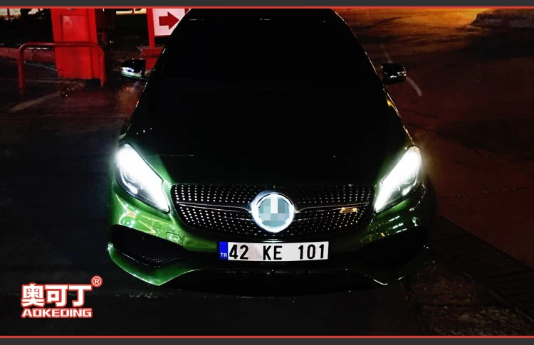 AKD Автомобильный светодиодный Эмблема для Mercedes Benz W176 светодиодный Звездный светильник DRL Передняя Решетка Светодиодный декоративный светильник с логотипом зеркальная поверхность
