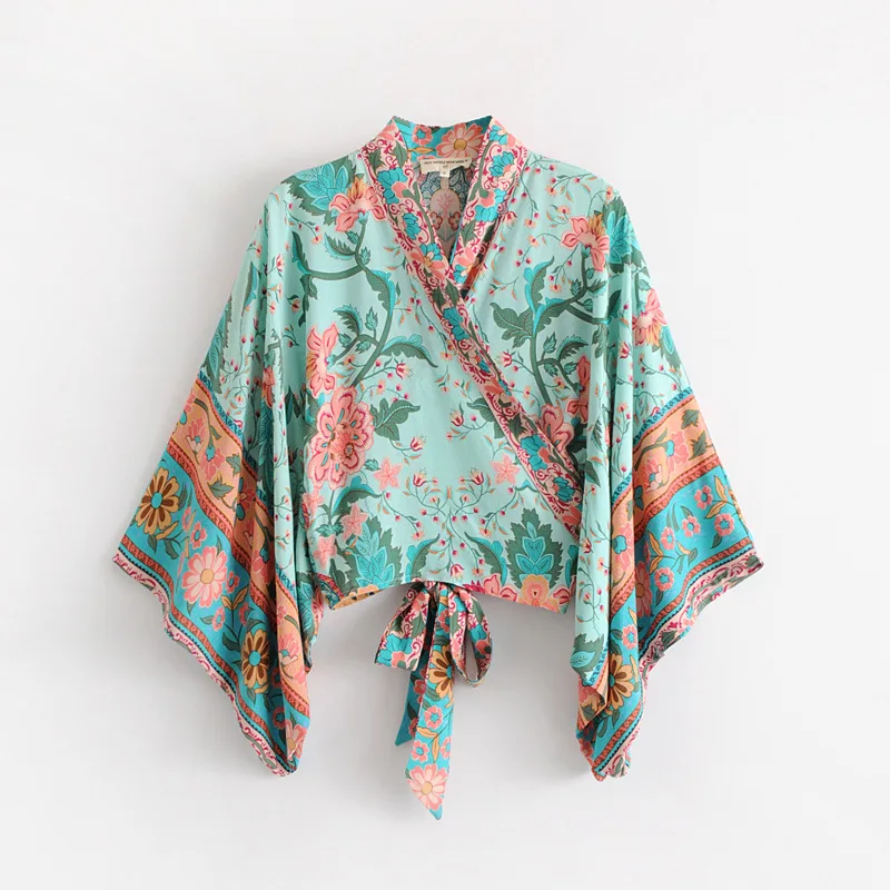 Женская винтажная Блузка Boho летняя футболка с коротким рукавом и принтом павлина