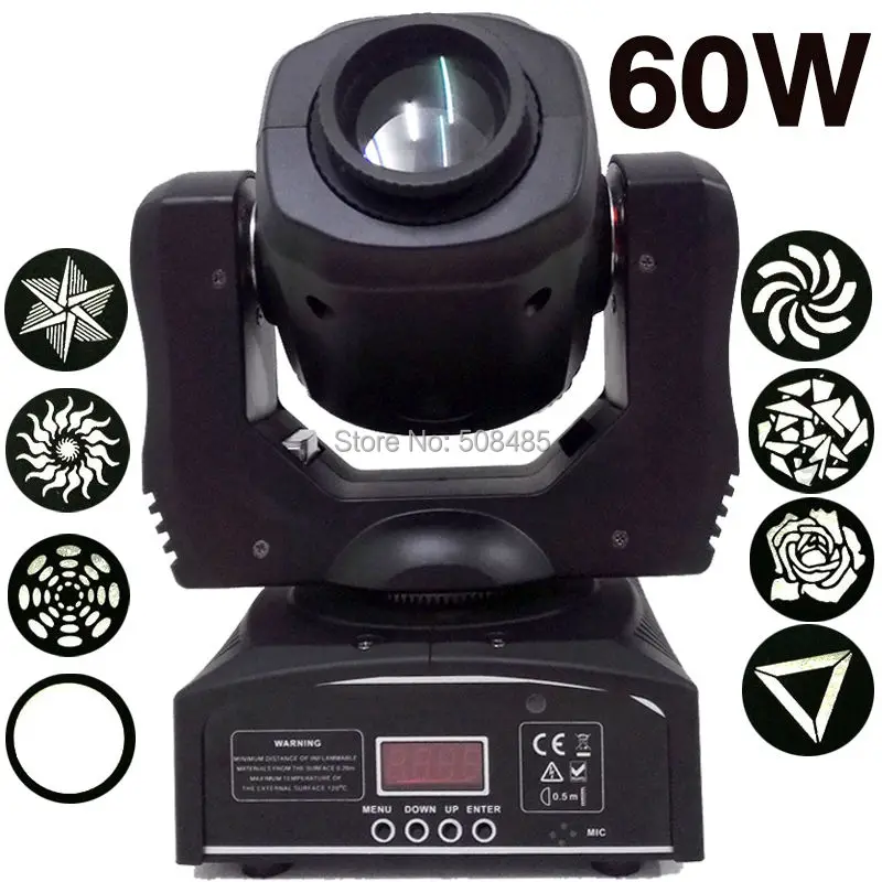 Мини точечный светодиодный светильник 60 Вт с подвижной головкой пластиной Gobos и