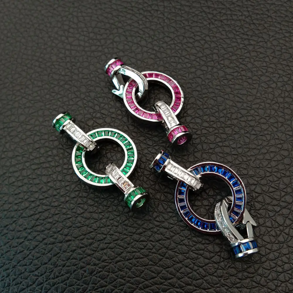 2pcs Cubic Zircon Micro pave circle clasp 16x30mm golden plated | Украшения и аксессуары