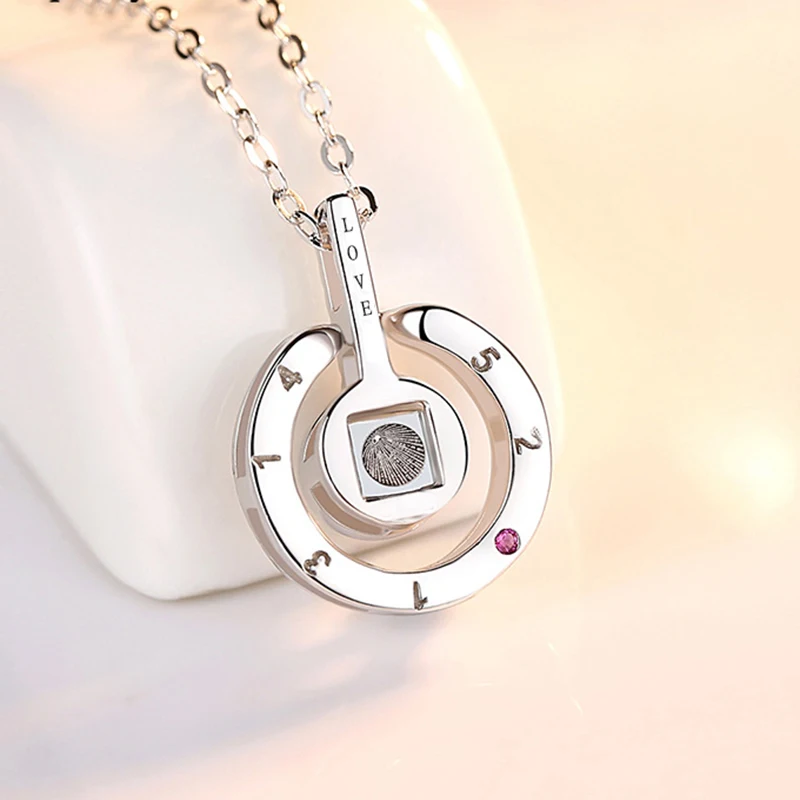 

CHENFAN love 100 languages Projection Pendant Necklace Romantic Love Memory Wedding Necklace for women women's chains accessorie