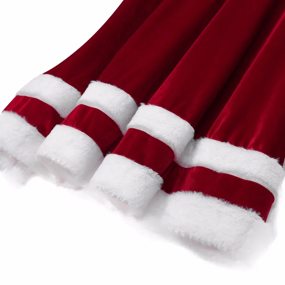 Зимнее женское платье Mrs Santa Клауса из мягкого вельвета с глубоким вырезом и