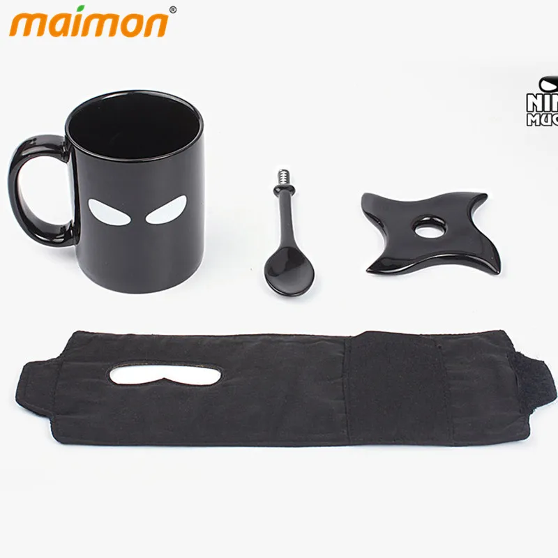 Крутая кружка с изображением ниндзя черная маска керамическая для чая кофе мечом