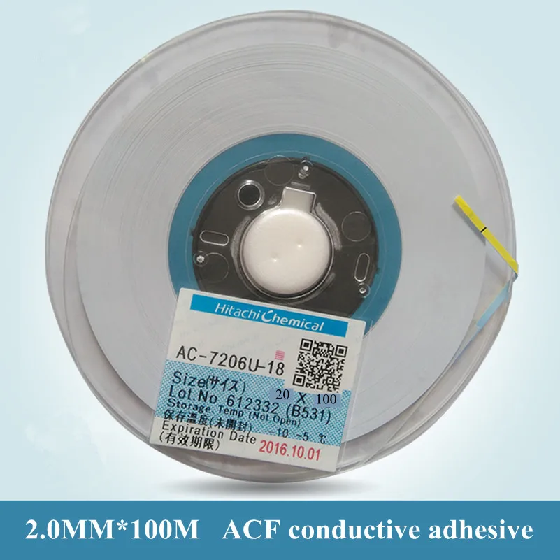 2.0 мм X 100 м ACF проводящий клей ac 7206u 18 ленты Hitachi пленка для ЖК дисплей сенсорный