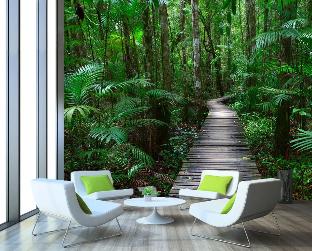 

[Self-Adhesive] 3D Forest Wooden Bridge 191 Wall Paper mural Wall Print Decal Wall Murals