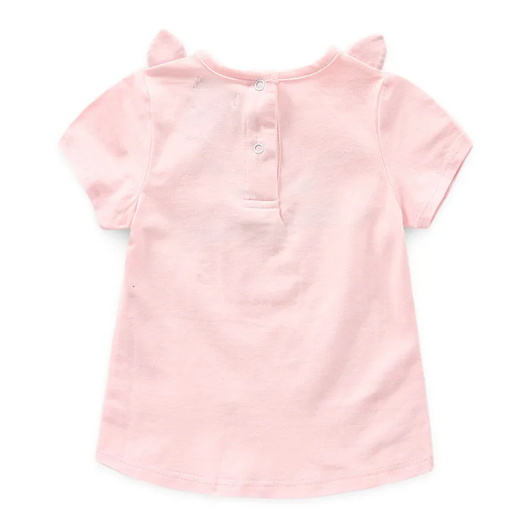 100% хлопок повседневные футболки для маленьких девочек розовая футболка с